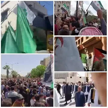 People Marching with Flags Outdoors