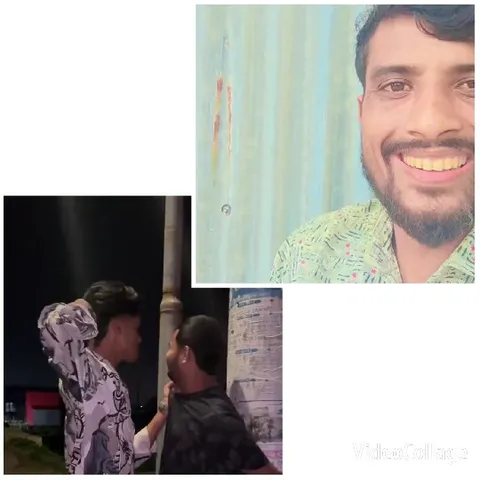 Smiling Man with Friends Outdoors