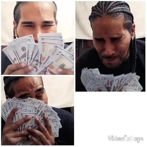 Man Holding Cash with Expressions