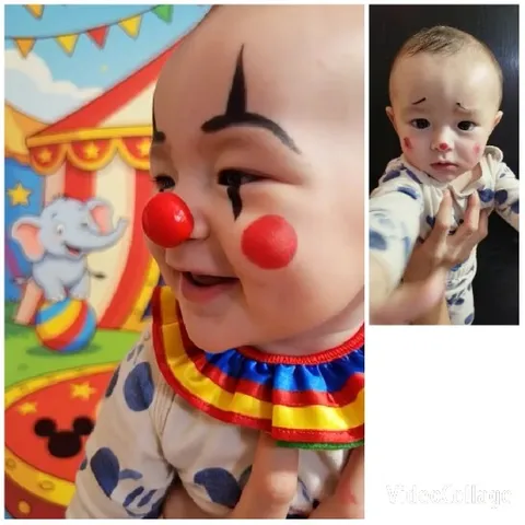 Clown Baby Smiles And Frowns