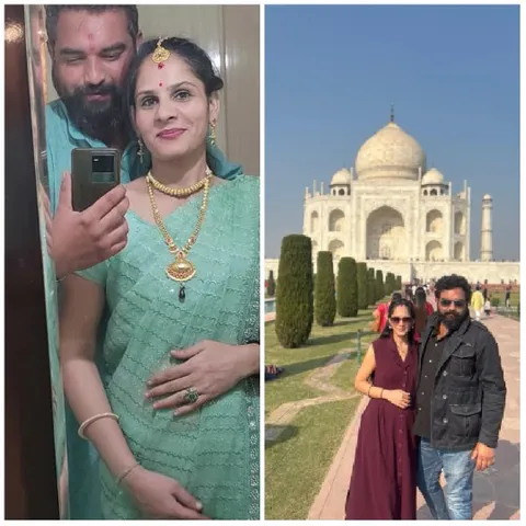Couple Selfie and Taj Mahal
