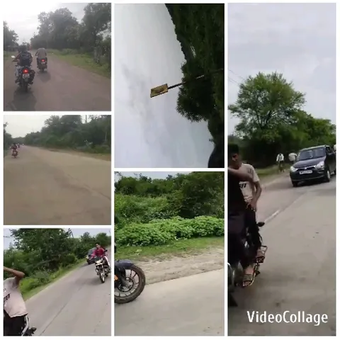 Rural Road with Motorcycles and Trees