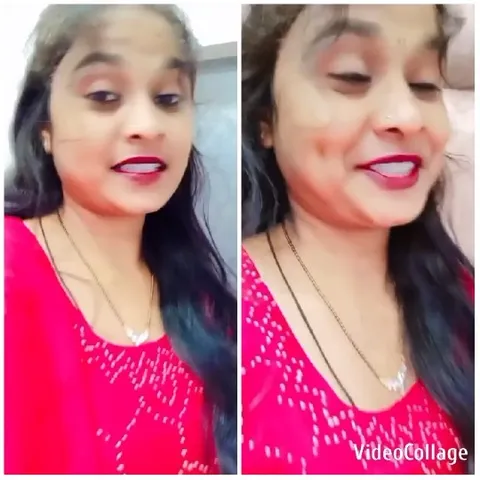 Smiling Woman in Red Outfit