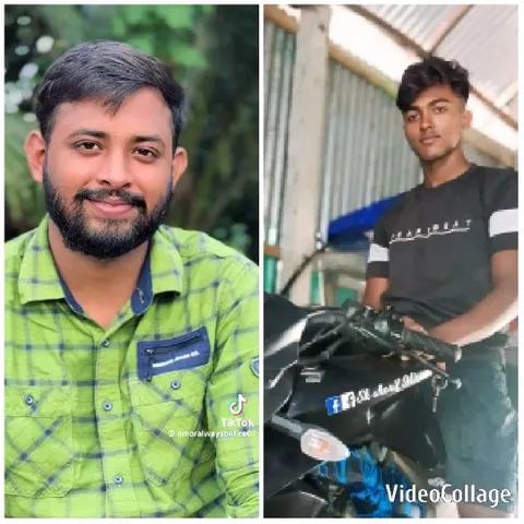 Men Smiling with Greenery and Motorcycle