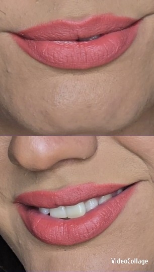 Close-Up of Woman's Lips with Lipstick