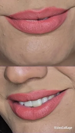 Close-Up of Woman's Lips with Lipstick