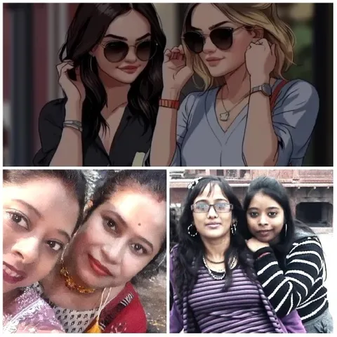 Women in Sunglasses and Traditional Attire