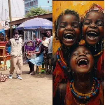 Street Scene with Vibrant Painting