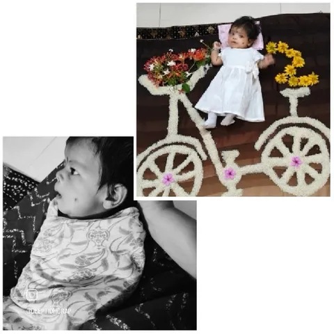 Baby on Flower Bicycle Design