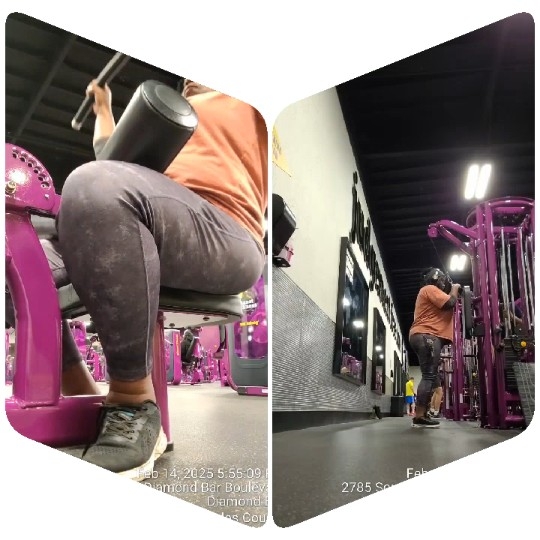 Gym Workout with Purple Exercise Machines