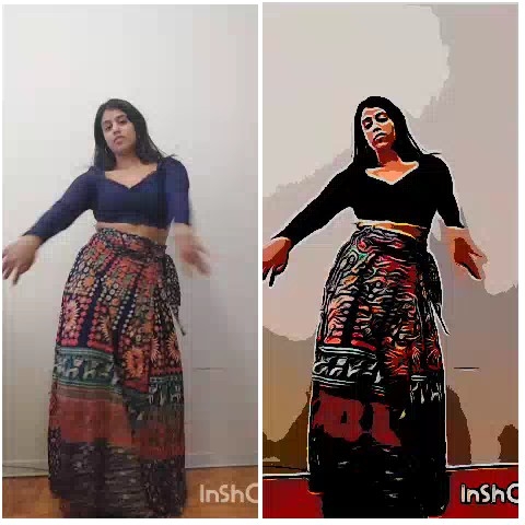Stylized Pose with Colorful Skirt