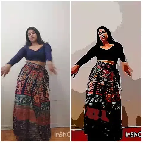 Stylized Pose with Colorful Skirt