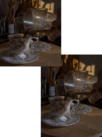 Pouring Tea into Decorative Cup