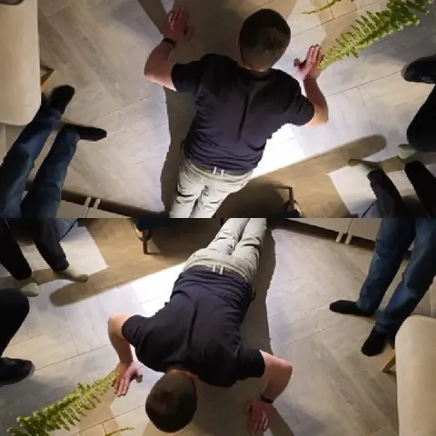 Push-Ups Surrounded by Feet