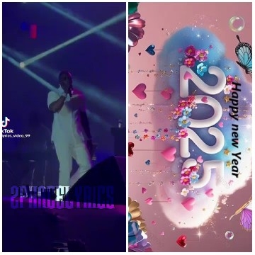 Musician on Stage and New Year Graphic