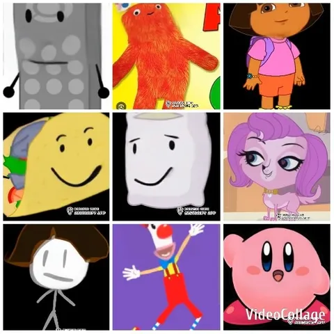 Variety of Colorful Cartoon Characters