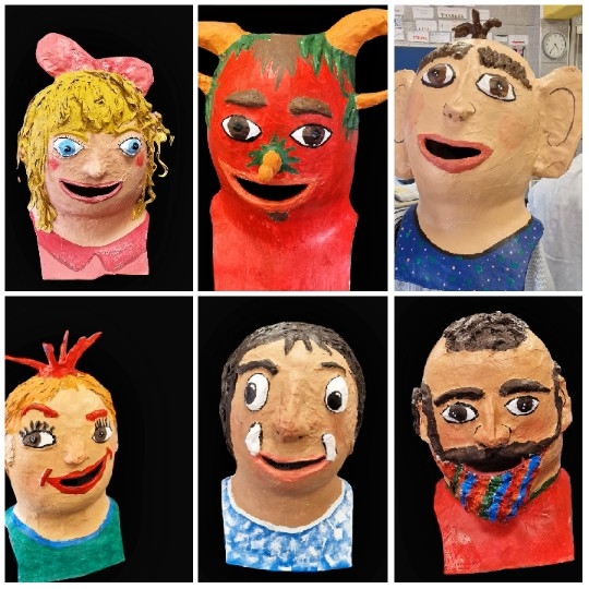Colorful Cartoon Ceramic Head Sculptures