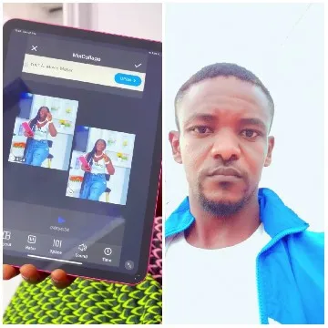 Tablet Displaying Collage and Portrait