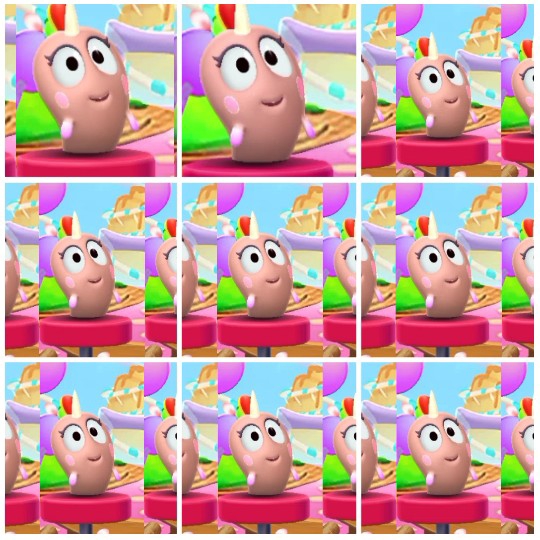 Colorful Cartoon Character on Pink Surface