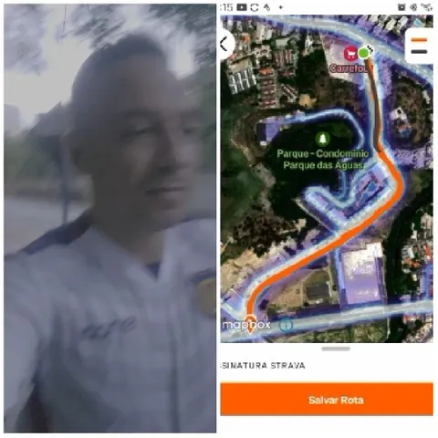 Blurred Outdoor Scene and Map Screenshot
