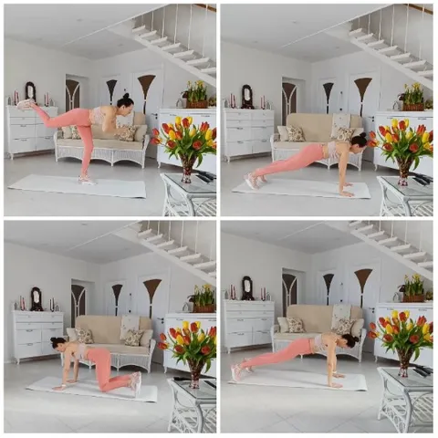 Home Fitness Routine in Pink Attire