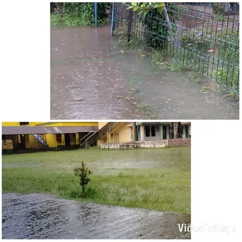 Flooded Area Near Metal Fence