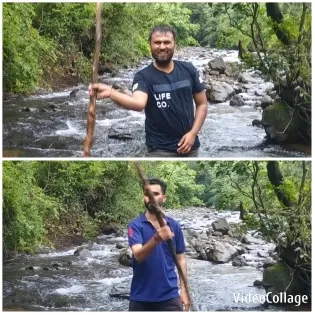 Men Standing in a Shallow River
