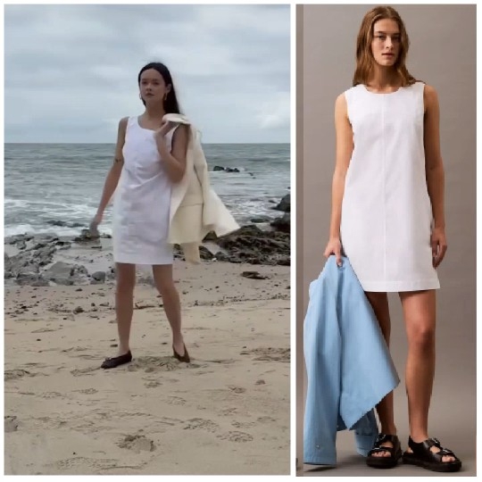Women in White Dresses at Beach
