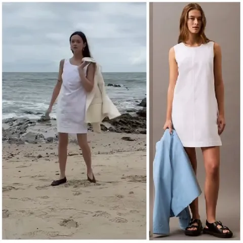Women in White Dresses at Beach