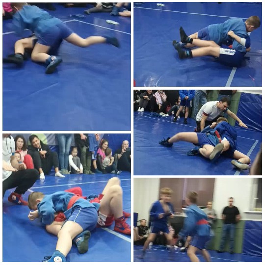 Young Wrestlers in Match