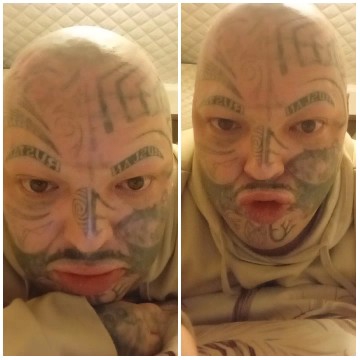 Bald Individual with Tattoos