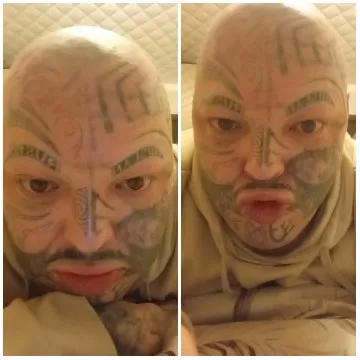 Bald Individual with Tattoos