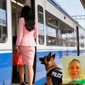 Woman with Dog at Train Station