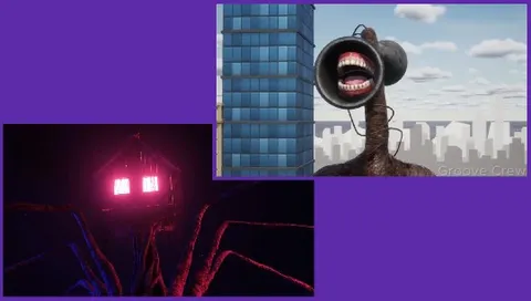 Surreal House and Creature Against Skyline