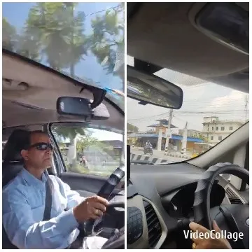 Driving with Palm Trees and Close-Up