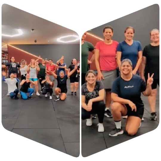 Cheerful Group Posing in Gym