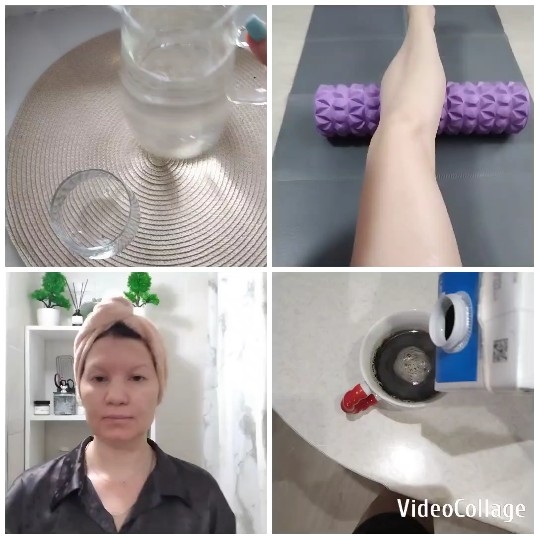 Water Glass, Foam Roller, Bathroom Scene
