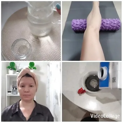 Water Glass, Foam Roller, Bathroom Scene