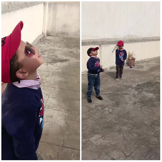 Children with Kites on Terrace