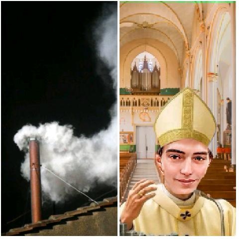 Chimney Smoke and Bishop in Church