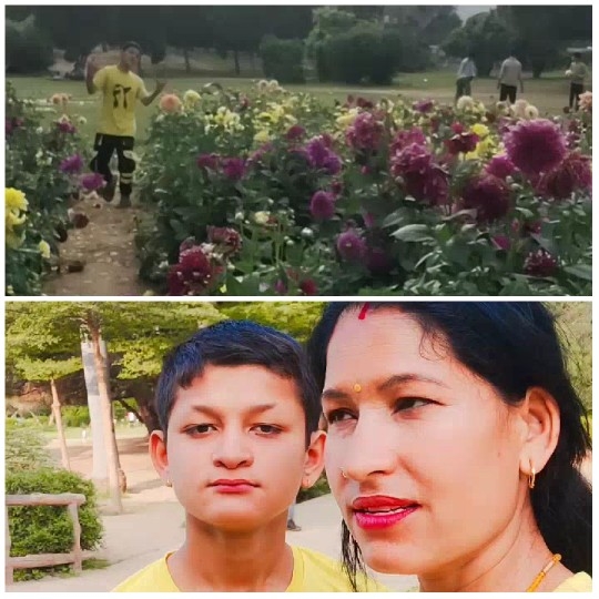 Park Path and Woman with Child