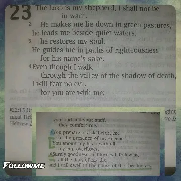 Highlighted Psalm 23 Passage with Text