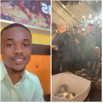 Smiling Individual and Celebratory Gathering
