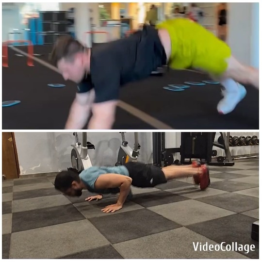 Plank and Push-Up Exercises in Gym