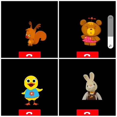 Four-Panel Layout Of Cartoon Animals