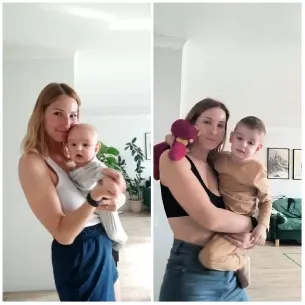 Woman with Baby and Young Child