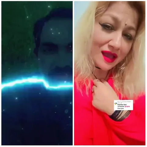 Man with Blue Light and Woman with Bindi