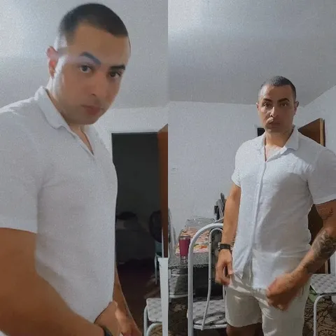 Man Posing Indoors in Two Panels