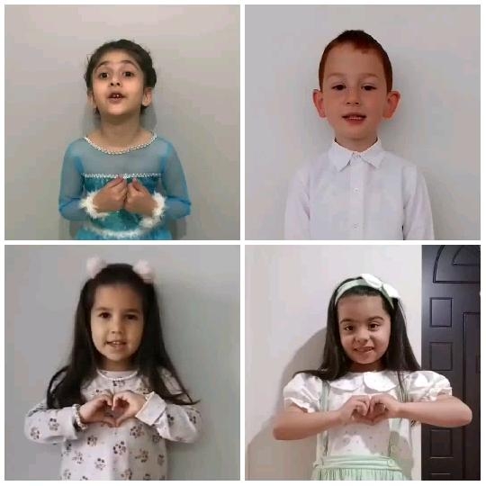 Children Posing in Four Sections