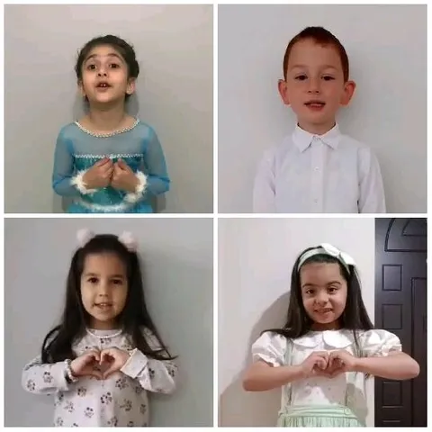 Children Posing in Four Sections